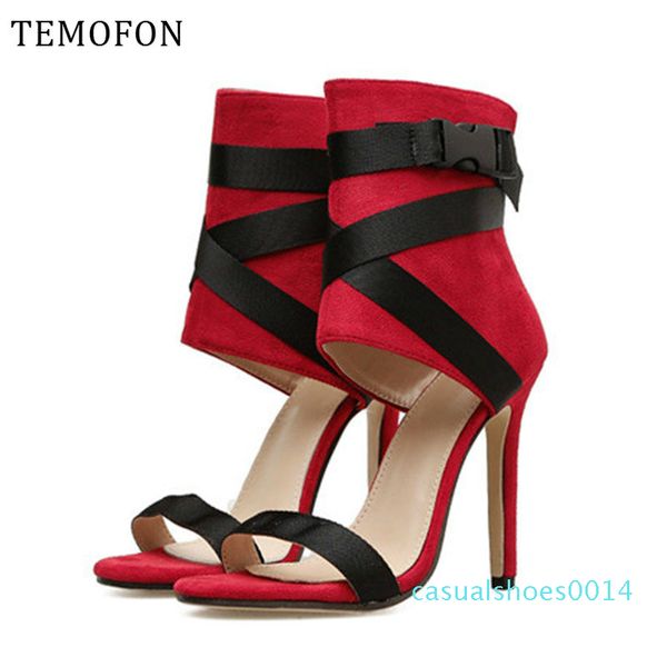 temofon high heels peep toe pumps white black red ladies pumps shoes women high heel pumps with strap wedding shoes c14